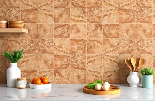 Art3d 10-Sheet Peel and Stick Vinyl Backsplash Tiles, 12x12, Brown Marble