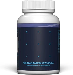 Amazon.com: Blueprint Bryan Johnson Ashwagandha & Rhodiola Supplement – 120mg Ashwagandha + Rhodiola Root – Daily Adaptogen Capsules for Stress Support, Mood Balance, Energy & Focus – 30 Vegan Capsules : Health & Household