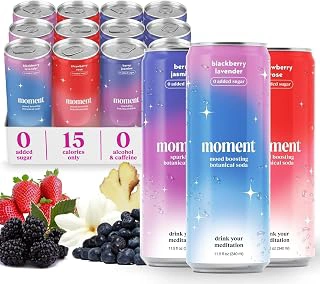 Moment Adaptogen Drink, L-Theanine & Ashwagandha, 0 Sugar, 0 Caffeine, 12 x 11.5 fl oz