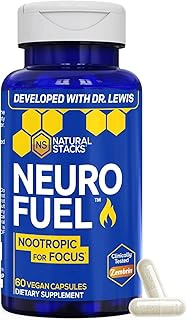 NATURAL STACKS NeuroFuel Nootropic with Zembrin for Memory & Focus, 60 Capsules