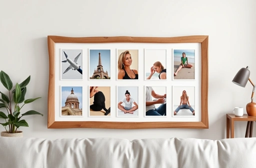 Creative Letter Art 6-Opening Driftwood Picture Frame for 5x7 Photos with 10x36 White Mat