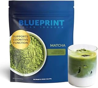 Blueprint Bryan Johnson Matcha Powder – Ceremonial Grade Japanese Matcha – Green Tea for Energy & Focus – Natural Caffeine, Antioxidant-Rich – 30mg L-Theanine- 30 Servings