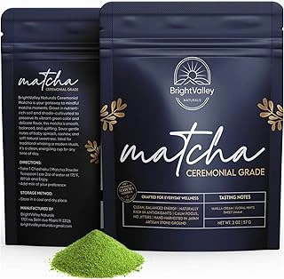 Ceremonial Grade Premium Matcha Powder– 100% Japanese Premium Matcha Powder, Shade-Grown & Stone-Ground, Smooth Flavor, Energy & Focus Without Jitters, Perfect for Lattes & Daily Wellness – 2 oz - By BrightValley Naturals