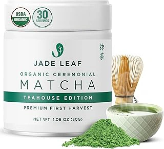 Jade Leaf Matcha Organic Ceremonial Grade Green Tea Powder, 30g Tin