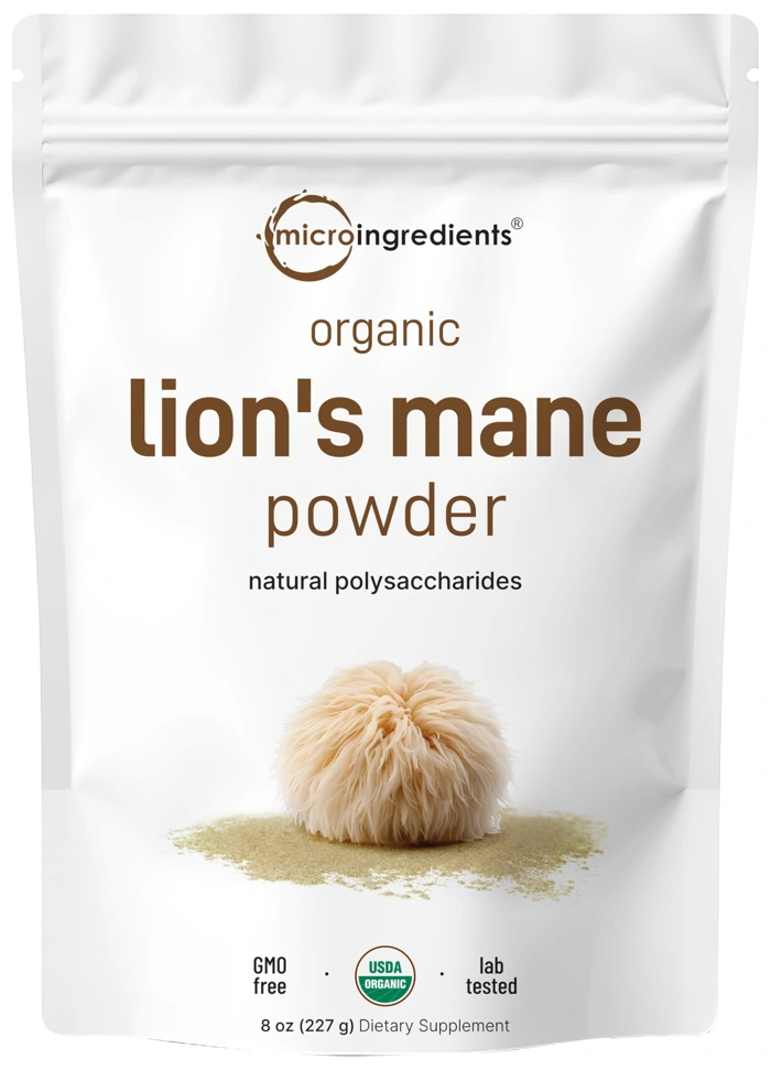 Micro Ingredients Organic Lion’s Mane Mushroom Fruiting Body Powder, 8oz