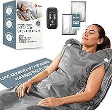 LifePro BioRemedy Plus Far Infrared Sauna Blanket with Detox Wrap – Dual-Layer Carbon Fiber Heating Foldable Home Sauna Blanket – Adjustable Temp (86–158°F) & 20–60 Min Timer For Relaxation & Wellness