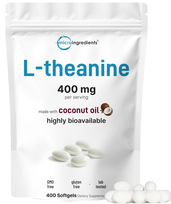 Micro Ingredients L-Theanine 400mg, 400 Softgels