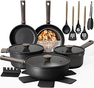 Astercook 19-Piece Nonstick Black Titanium Induction Cookware Set
