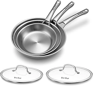 Stainless Steel Cookware Set with Lids, 8/10/12 Inch, Induction Compatible