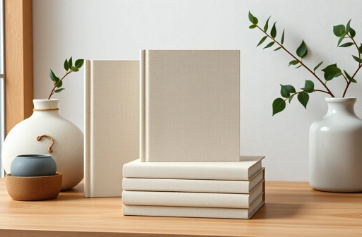 Set of 3 Real Linen Hardcover Blank Books for Decor