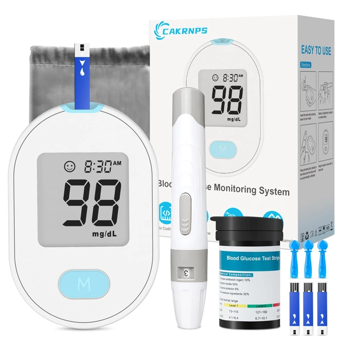 Blood Glucose Monitor Kit with 50 Strips & Lancets, No Coding, Auto Eject, 5-Second Results